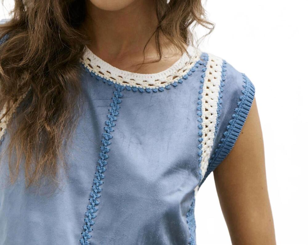 NEW MELISSA NEPTON dahp top in denim blue suede
